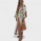 Iveta - Dovolená maxi tunika se zavazováním v pase