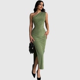 Kaia - Jednoramenné plisované midi šaty