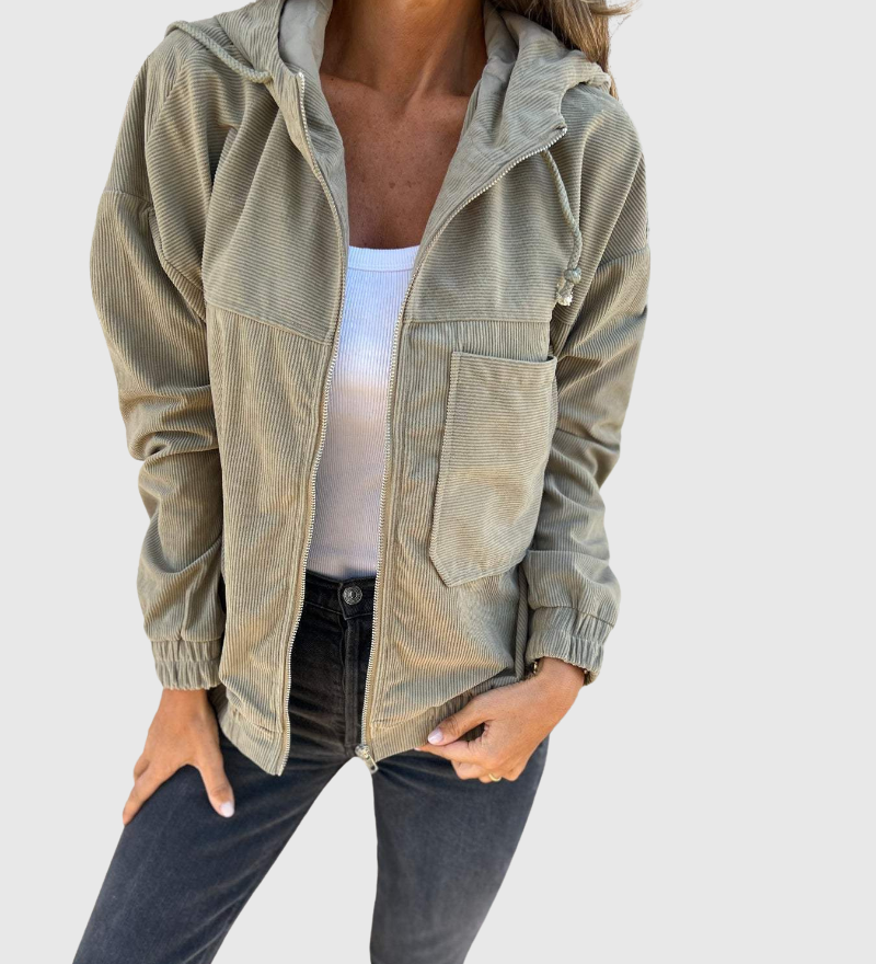 Ella | Manšestrová mikina s kapucí a zipem