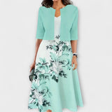 Božetěška - Květinové midi šaty s ladícím přehozem