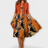 Božetěška - Květinové midi šaty s ladícím přehozem