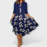 Božetěška - Květinové midi šaty s ladícím přehozem