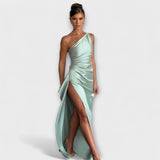 Liliana - Maxišaty z saténu s jedním ramínkem