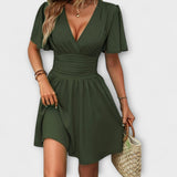 Blažena - Šaty s V-výstřihem a řasením v pase