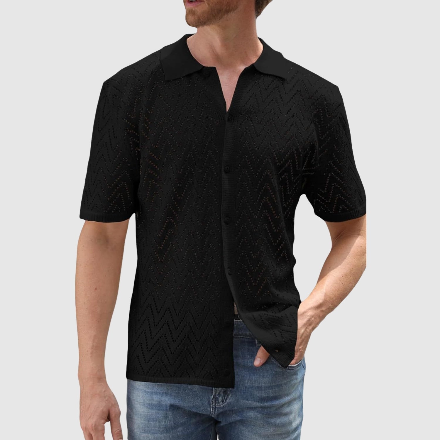 Libuše – Pletená košile se vzorem ve tvaru cikcaků