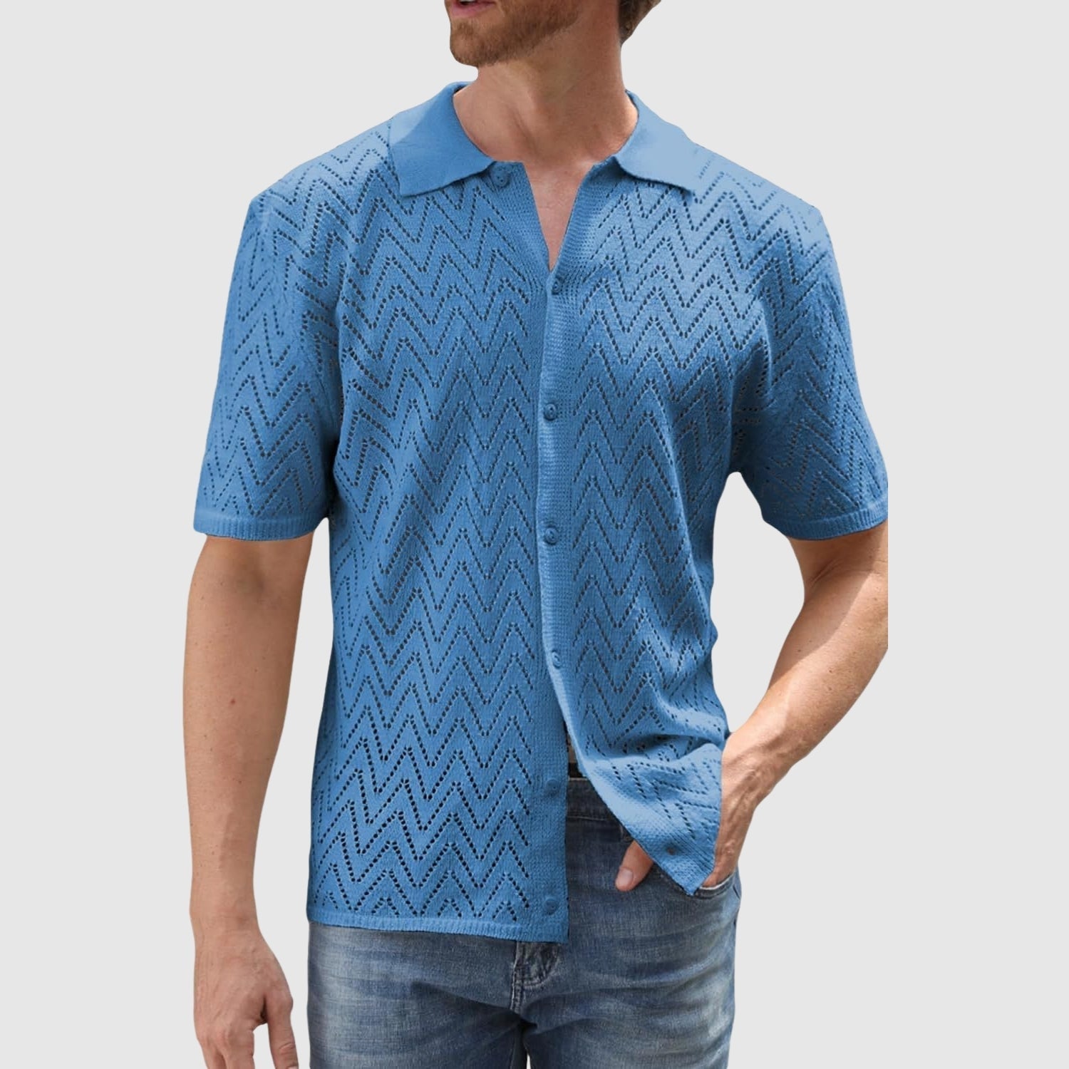 Libuše – Pletená košile se vzorem ve tvaru cikcaků