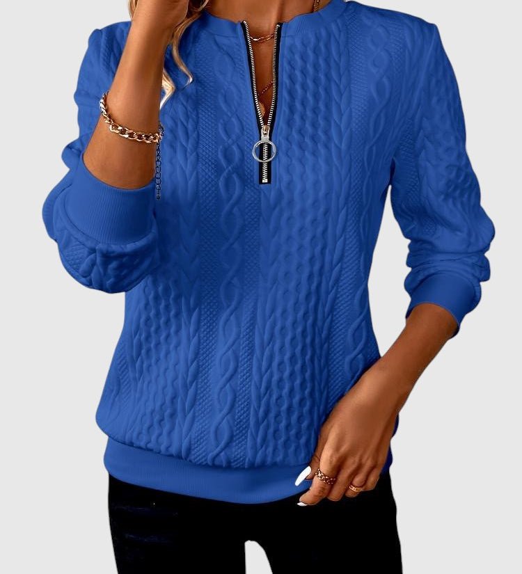 Amalie - Pletený svetr s copánkovým vzorem na zip