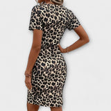 Květa - Přiléhavé midi šaty s leopardím vzorem