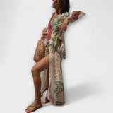 Iveta - Dovolená maxi tunika se zavazováním v pase