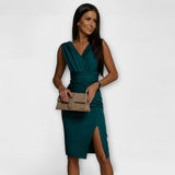 Radmila - Pouzdrové šaty s výstřihem do V a rozparkem