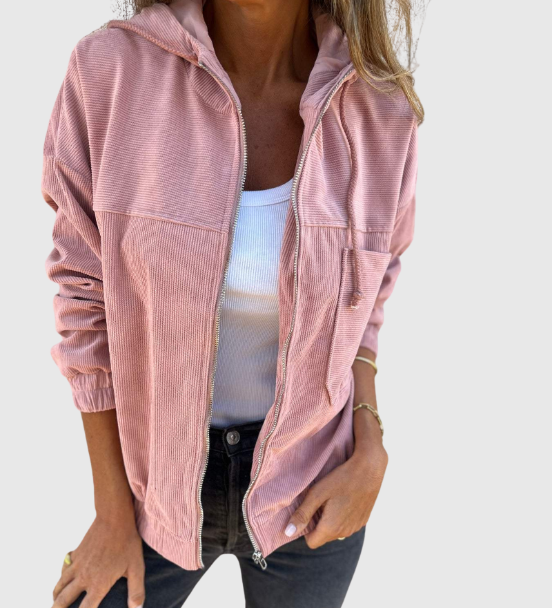 Ella | Manšestrová mikina s kapucí a zipem