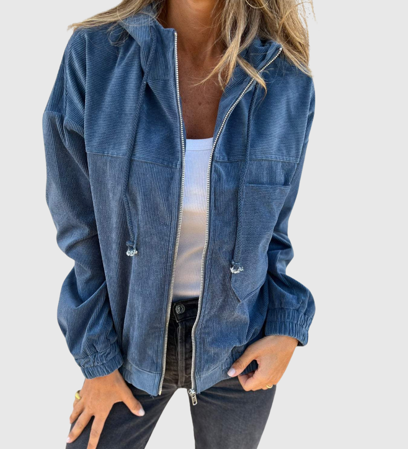 Ella | Manšestrová mikina s kapucí a zipem