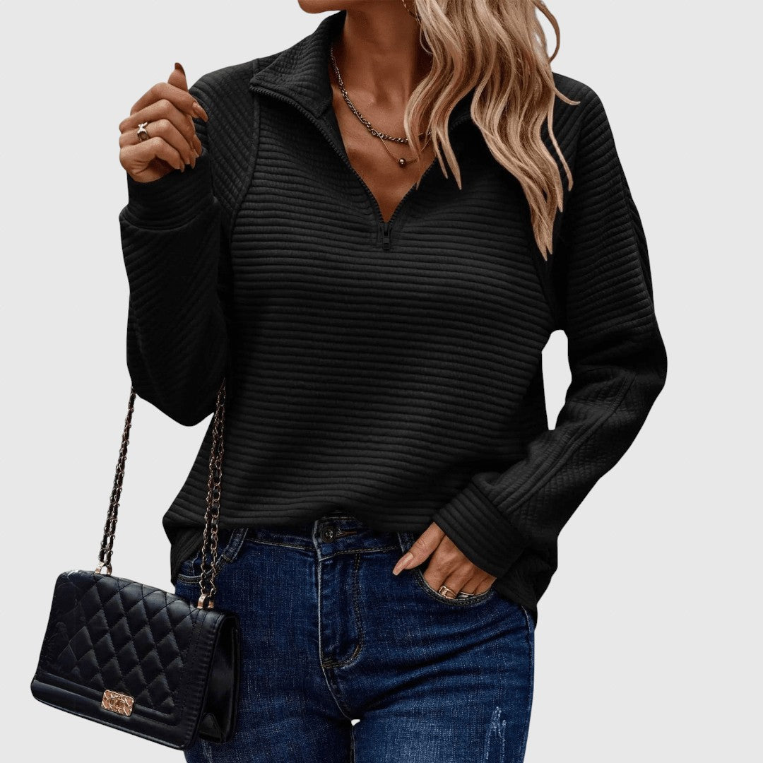 Lenka | Elegantní svetr s polovičním zipem
