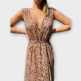 Gita - Letní boho maxi šaty bez rukávů s květinovým vzorem