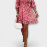 Anne - Šaty s květinovým vzorem a nabíranými rukávy