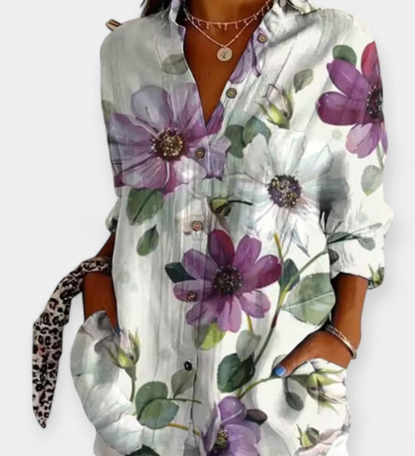 Košile na knoflíky s květinovým vzorem
