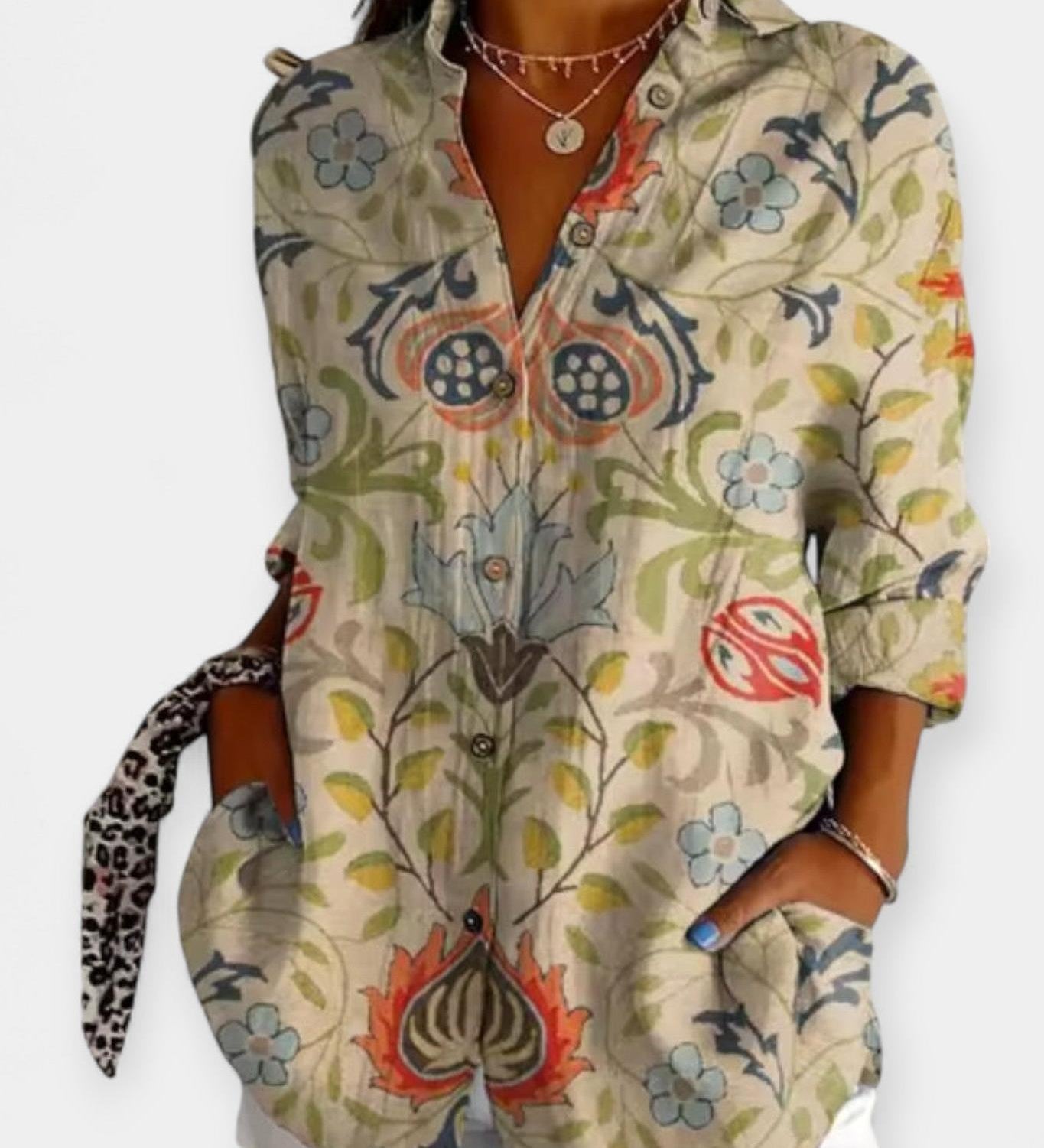 Košile na knoflíky s květinovým vzorem
