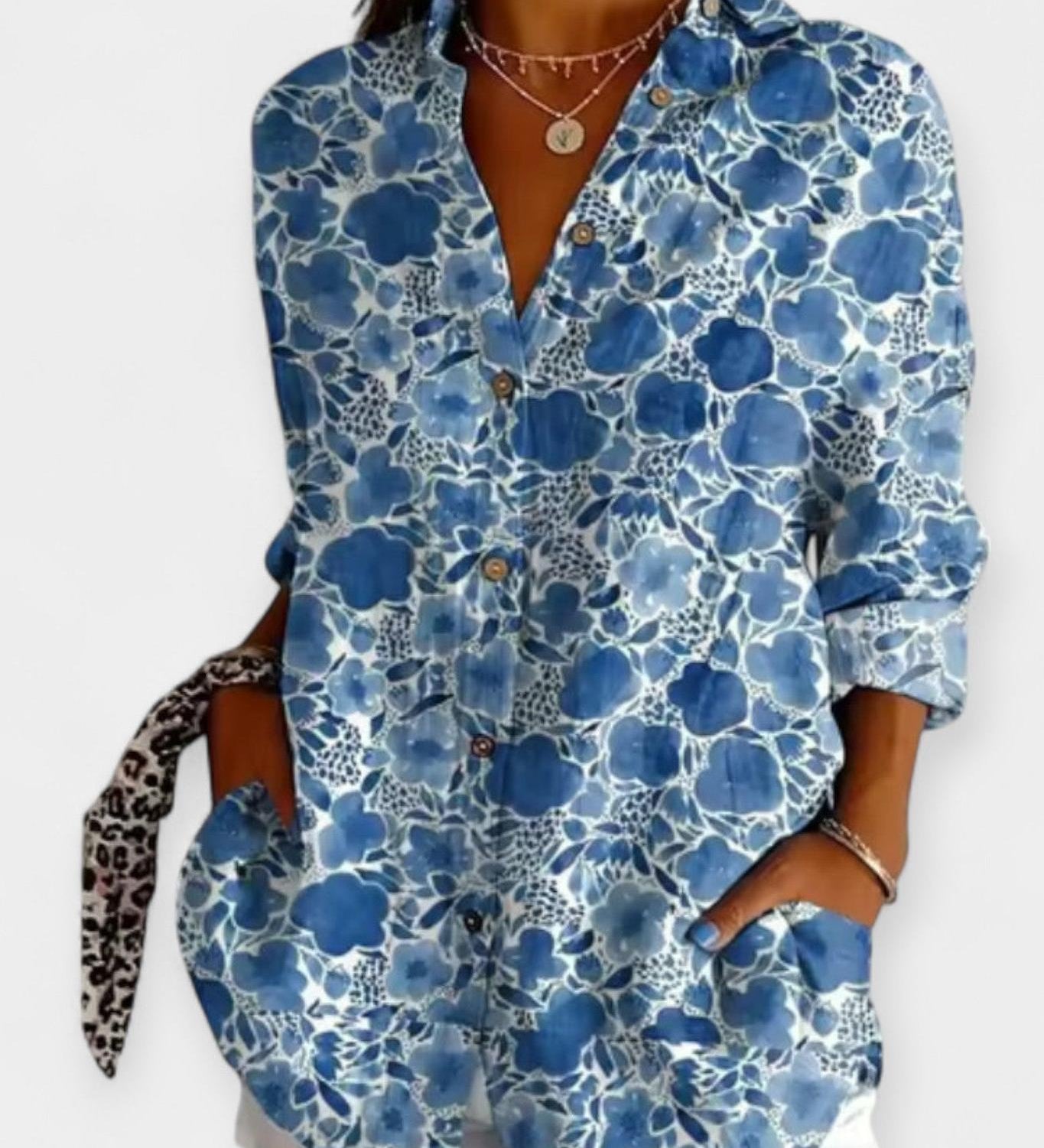 Košile na knoflíky s květinovým vzorem