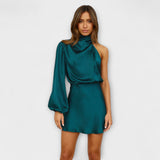 Miriam - Minišaty s jedním rukávem a drapováním