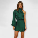 Miriam - Minišaty s jedním rukávem a drapováním