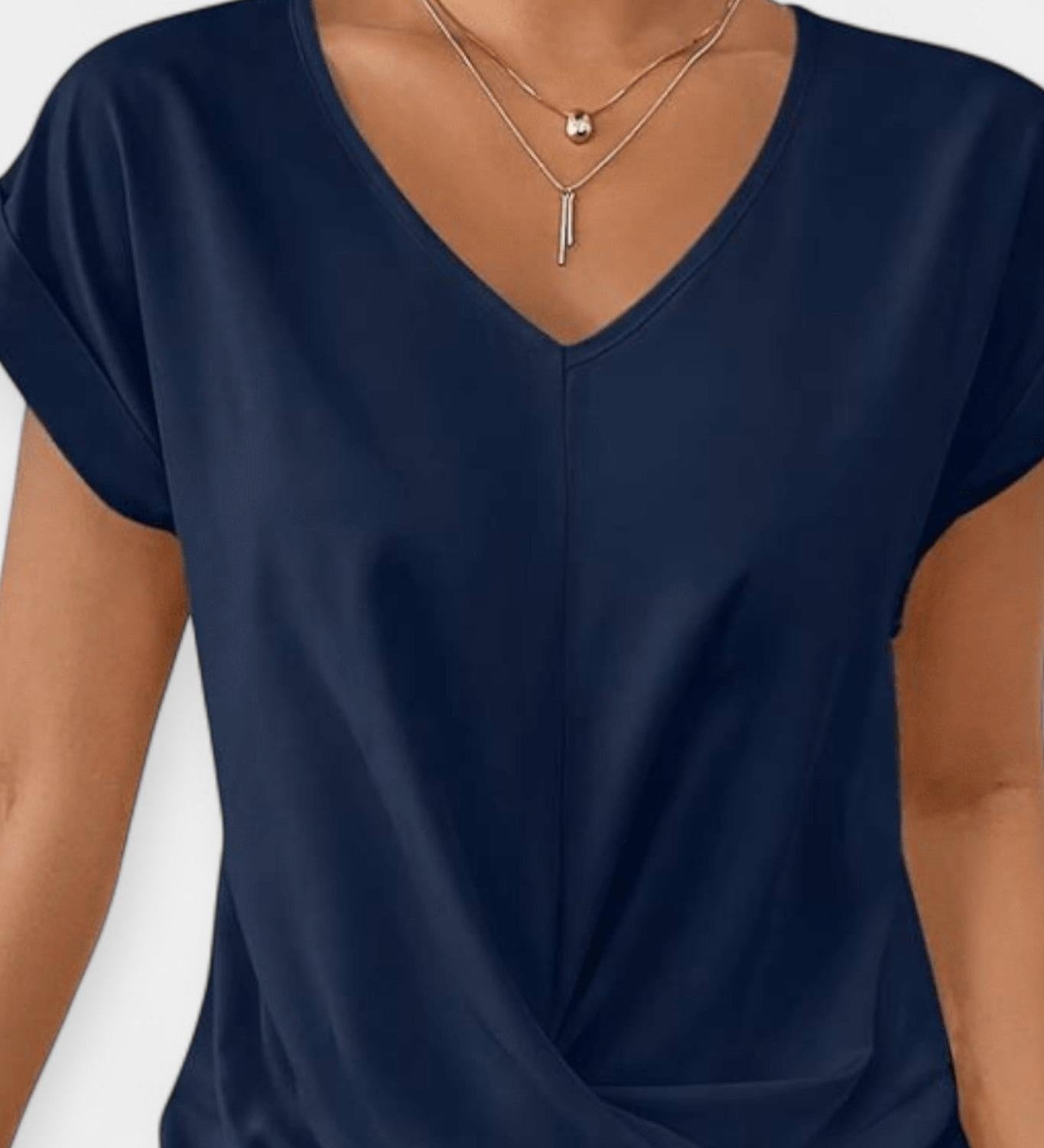 Pohodlný svetr s krátkým rukávem ve tvaru V