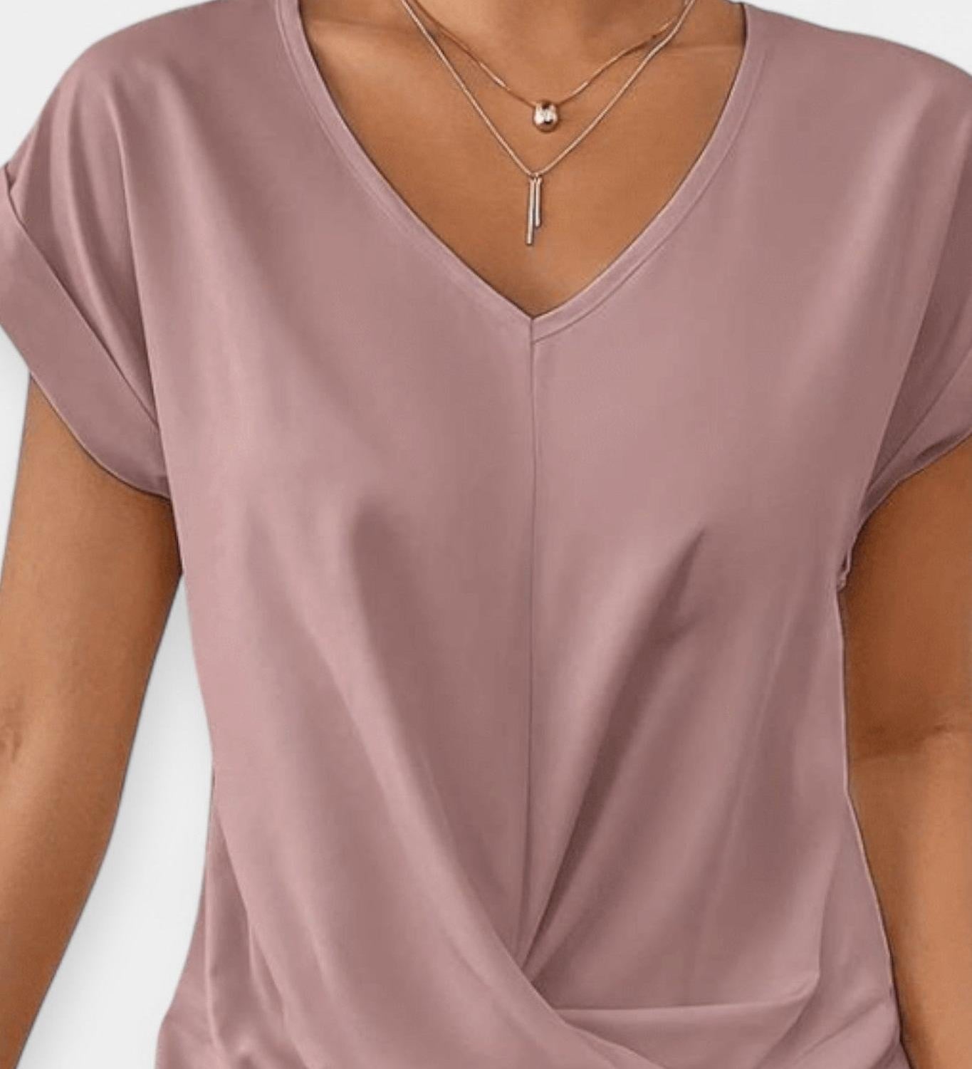 Pohodlný svetr s krátkým rukávem ve tvaru V