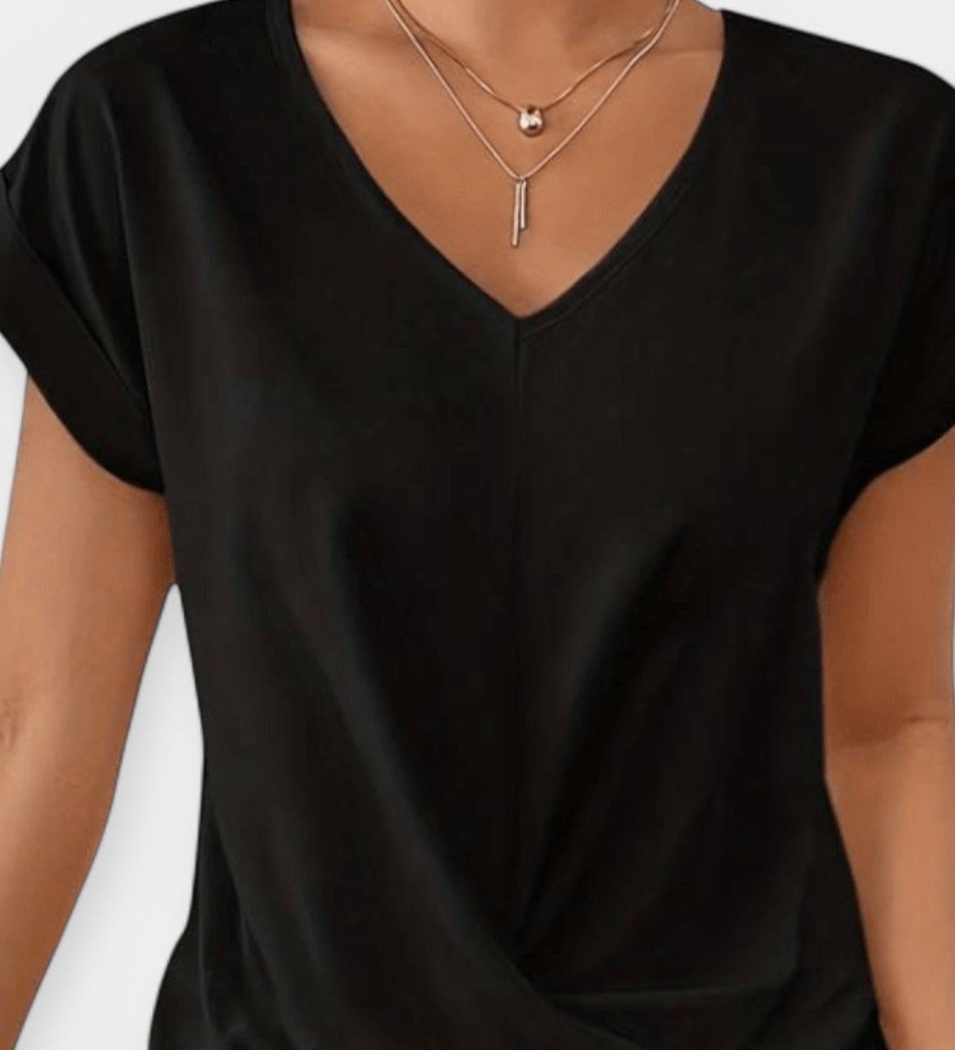 Pohodlný svetr s krátkým rukávem ve tvaru V