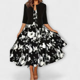 Božetěška - Květinové midi šaty s ladícím přehozem