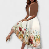 Božetěška - Květinové midi šaty s ladícím přehozem