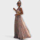 Gita - Letní boho maxi šaty bez rukávů s květinovým vzorem