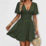 Blažena - Šaty s V-výstřihem a řasením v pase