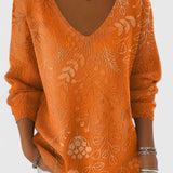 MIRELLE | Sweter z mieszanki bawełny z wzorem liści