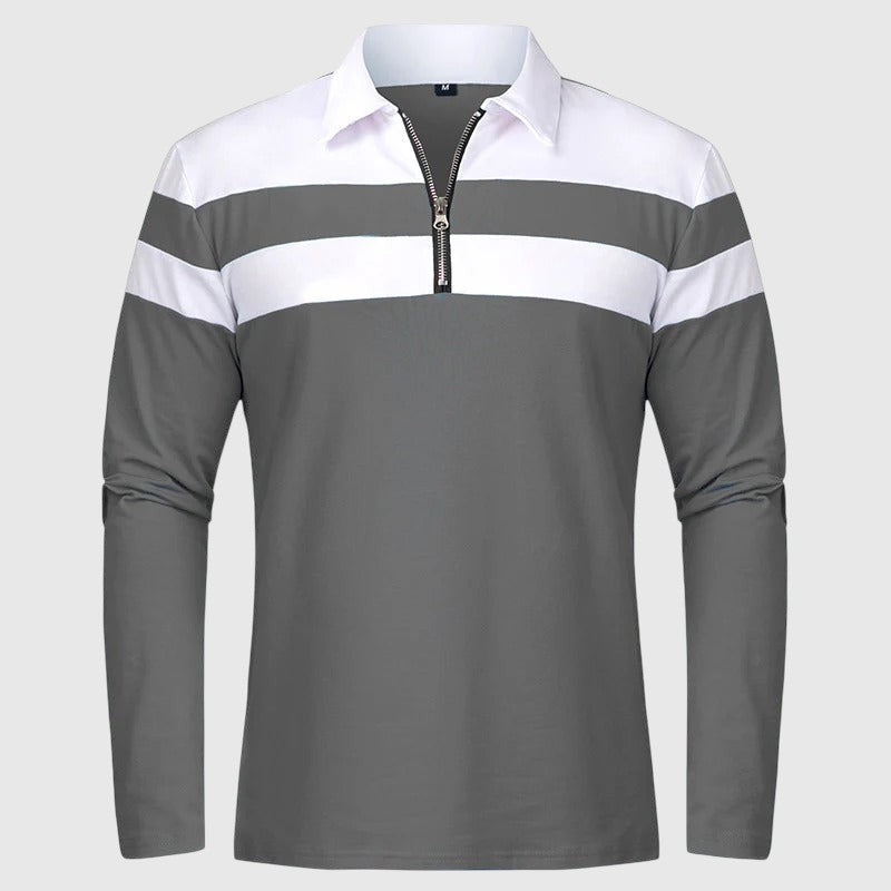 Libuše- Elegantní svetr se zipem a pruhy